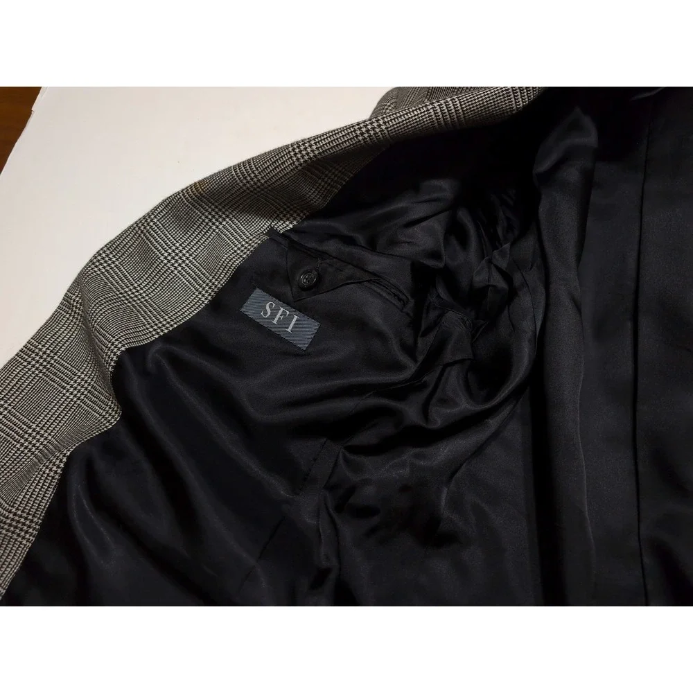 LORO PIANA SFI Jacobsons 100% Cashmere Blazer Sport Coat 44 Long Black Plaid